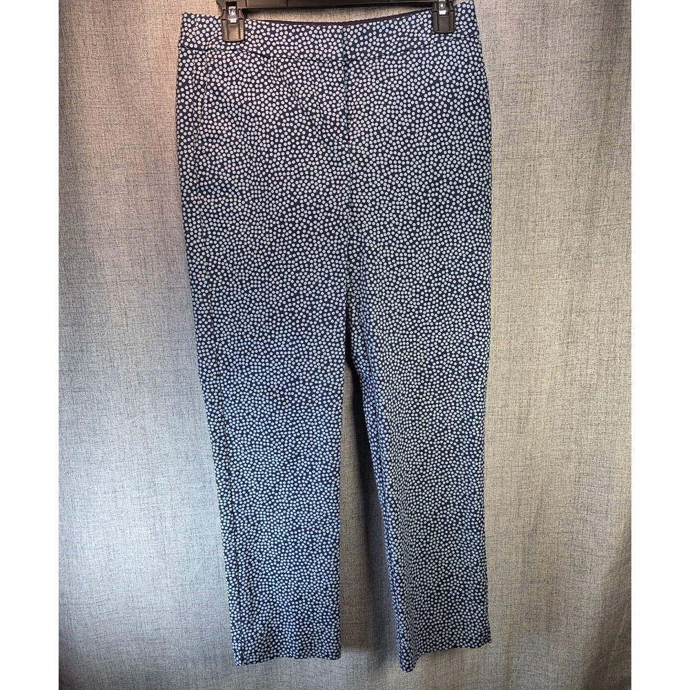 Boden‎ Polka Dot Ankle Pants Size 4 Navy White Cotton Twill Straight Leg Preppy